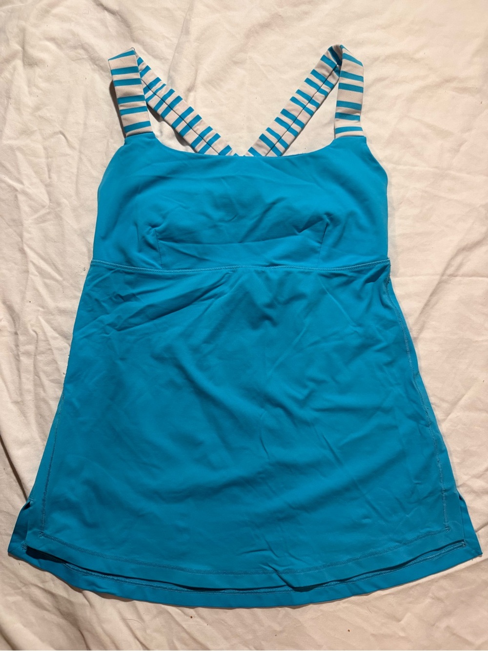 Lululemon Turquoise Striped Criss Cross Athletic Tank